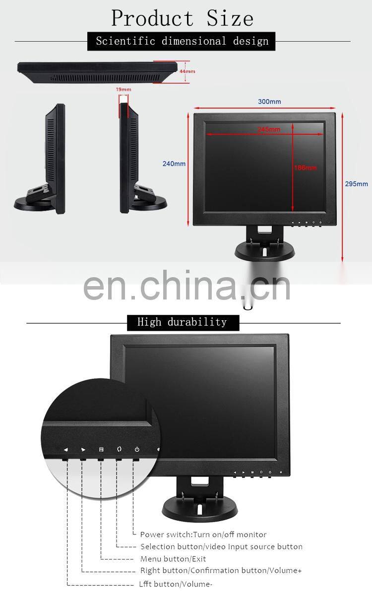 12 inch lcd open frame 1024*768 led computer monitor desktop