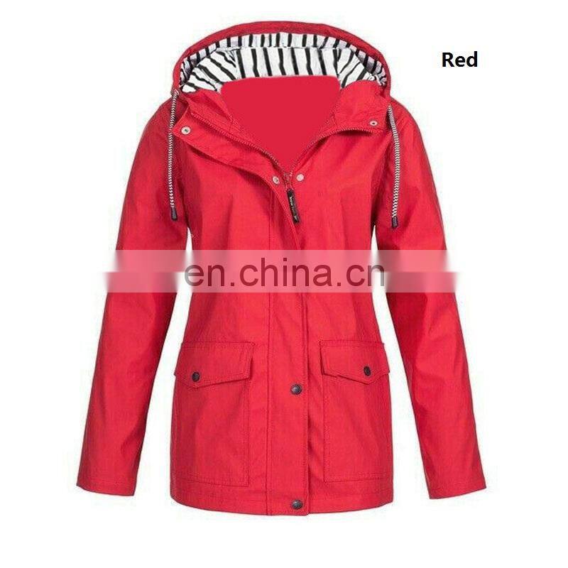 Manufacturer customized brand printing/embroidered women's mid-length loose large size windproof raincoat jacket crop top