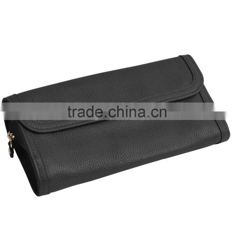real pebbled leather ladies jewelry roll travel jewelry organizer bag wholesale