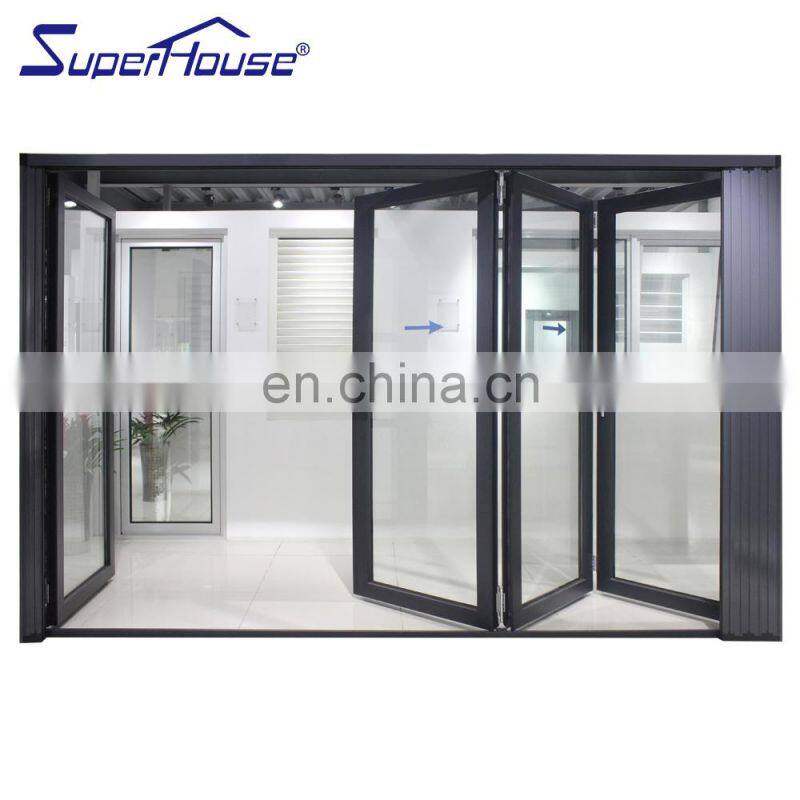 Superhouse 48 Inches Exterior Doors Aluminium Bi Folding Drawing Telescopic Accordion Bi-fold Exterior Patio Door