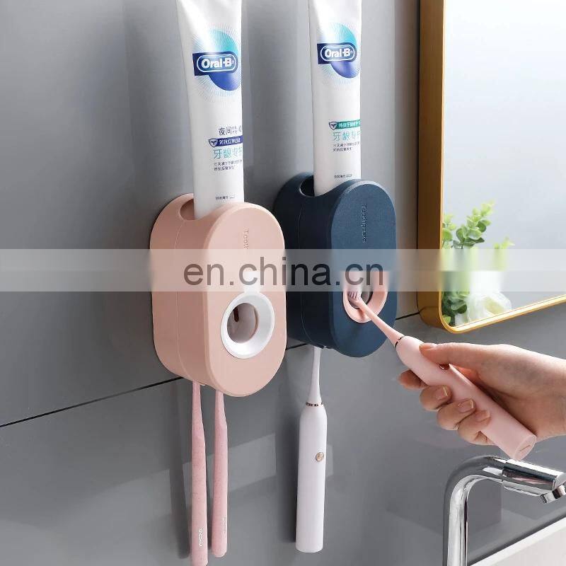 Adhesive Automatic Toothpaste Squeezer Set, Wall-mounted Toothpaste Holder rack Wall Suction Toothpaste Squeezer