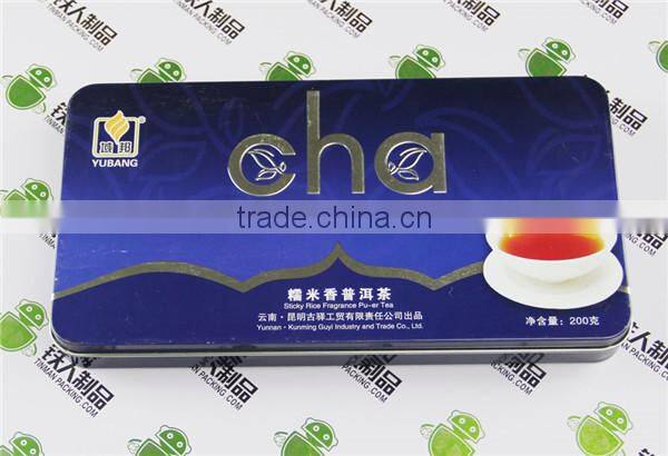 Empty tinplate tea tin box rectangle case metal iron can for packaging
