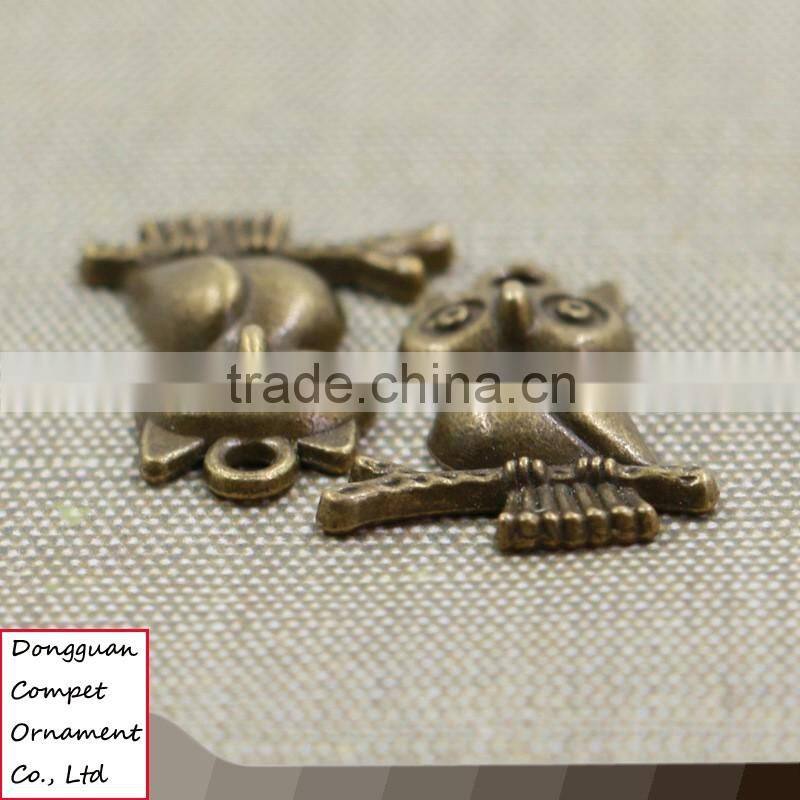 Wholesale diy jewelry zinc alloy ancient bronze 23*18mm branches owl pendant