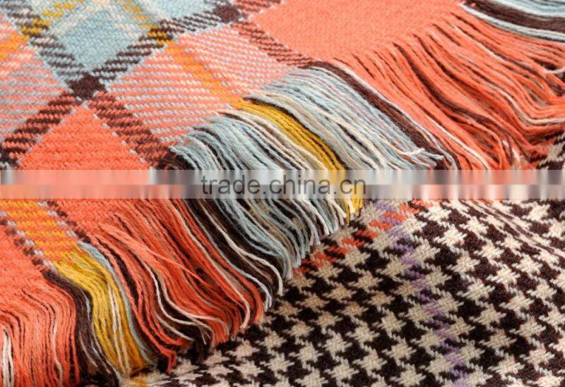 Wholesale Colorful Plaid Checked Wool Winter Ladies Shawl