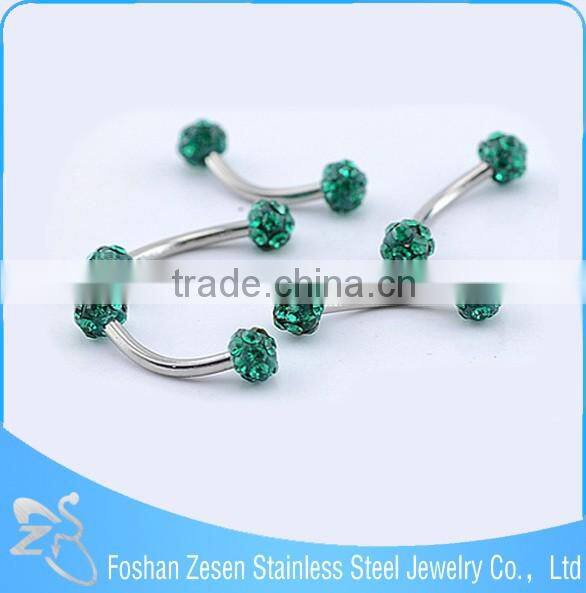 China manufacturer piercing medical steel purple crystal custom eyebrow rings