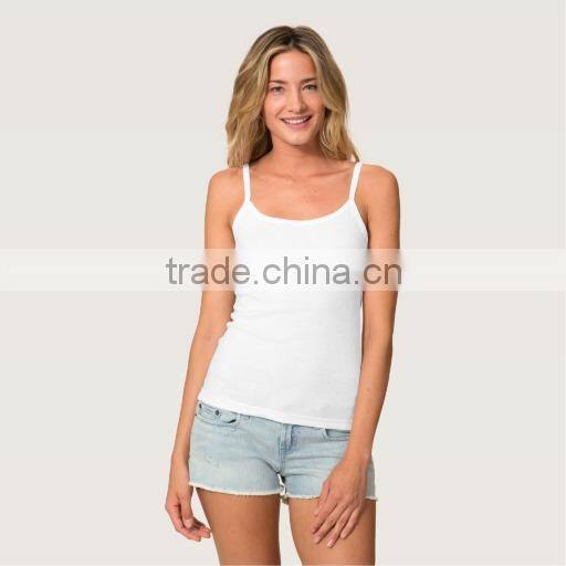hotsale cheap white plain spaghetti strap tank top for ladies
