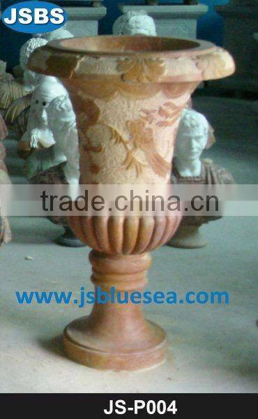 Indoor Polishing Beige Marble Wall Flower Pot For Sale