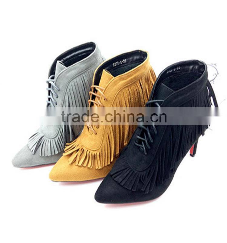 Latest England style tassel anckle suede rubbe sexy girls riding boots