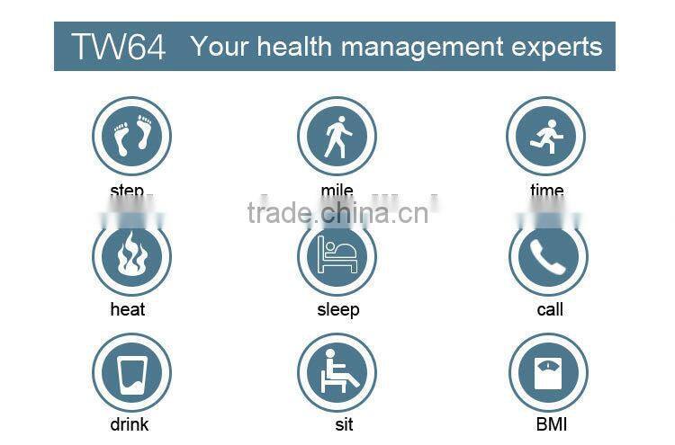 100% genuine original TW64 smart bracelet Bluetooth 4.0 support Android and more systems IOS6.1