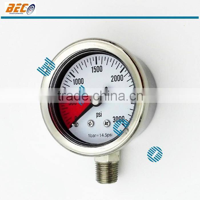 (YBF-40A) 40mm all stainless steel small size warning region function dial normal structure welding gauge