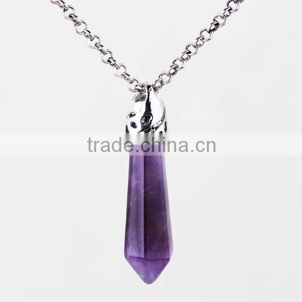 Customized Best Gift Purple Charm Necklace with Gold Chian Necklace