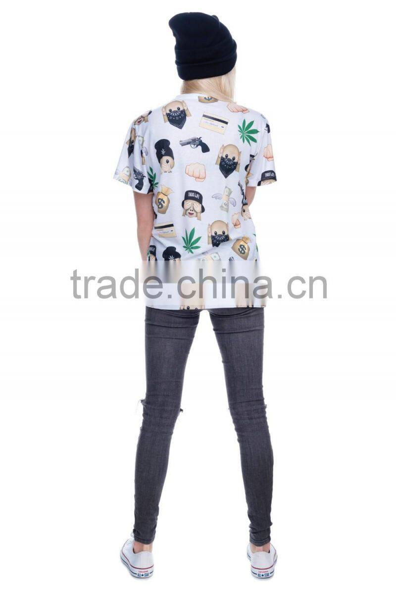 OEM Brand New 3D Print Emoji Gun Latest Women T shirt