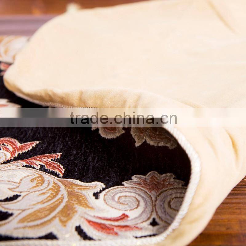 Plus 100% linen table runner pure natural linen hemstitch table runner black flower linen table runner