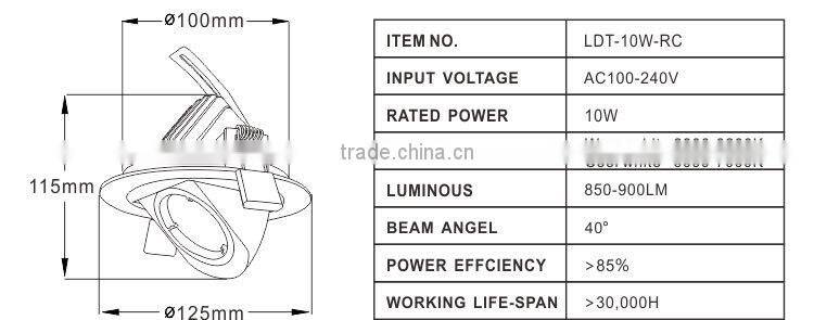 2016 Hot sale and best price cutout 170mm cob led down light 30w for Exhibition Lighting