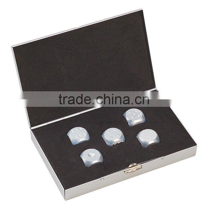 mini aluminum dice with dots set including 5 pcs
