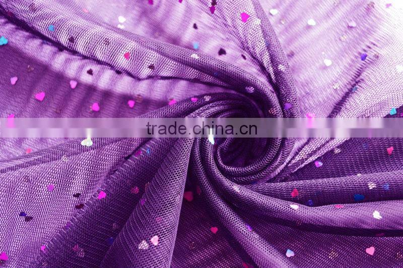 Polyester American Tulle Spangle/Hologram Farbic for Dress and Bridal