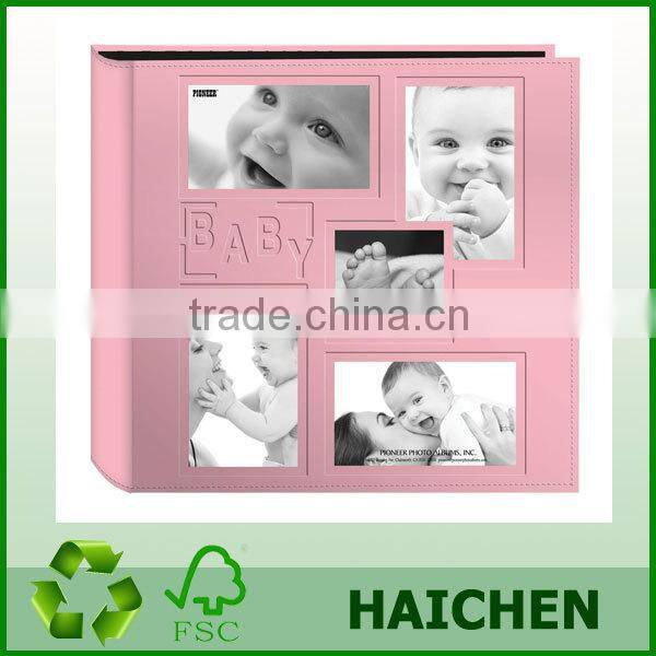 Collage Frame Embossed "Baby" Sewn Leatherette Cover Photo Album