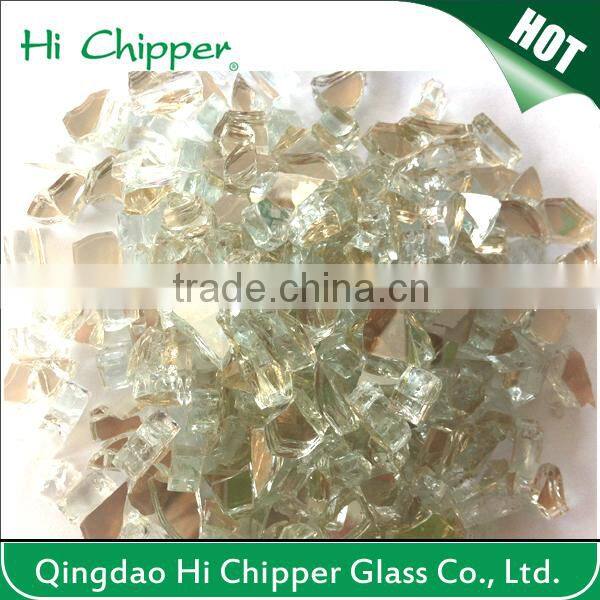 Blue tempered glass chips with mirror reflection for fireplace