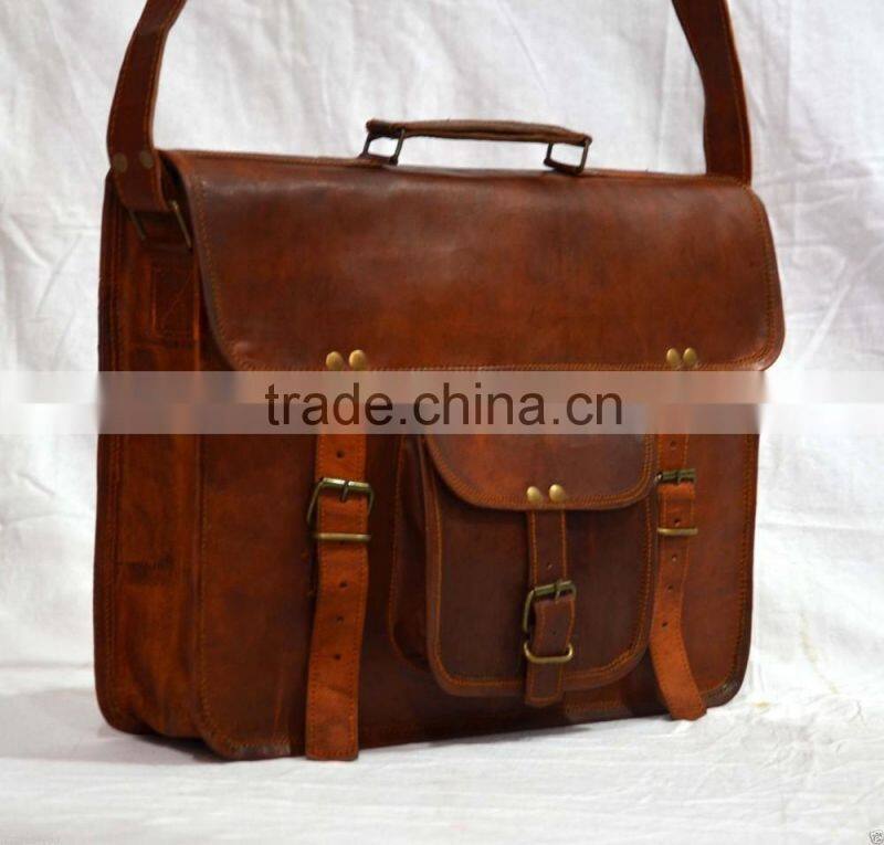 Real Leather Vintage Messenger Bag Shoulder Cross Body Bag Genuine Leather Briefcase Satchel Sling Bag