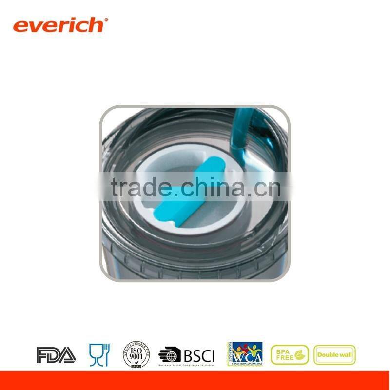 Double wall plastic tumbler with straw, fruit infuser and press