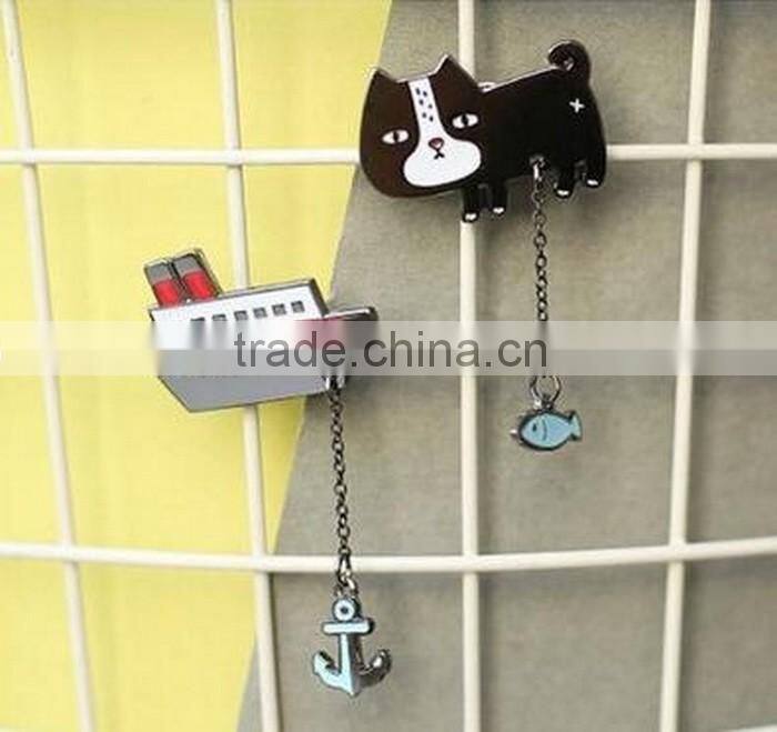 Cat with fish capel pins,Boat with anchor Capel pins, Fashion Capel Enamel Pins