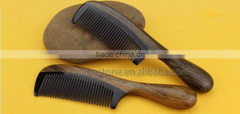 Natural Ox Horn Green Sandalwood Wood Comb