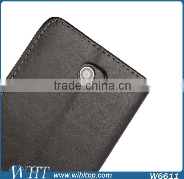 China Supplier Flip Wallet Cover Genuine Leather Phone Case for Sony Xperia E4