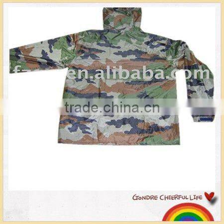 170t polyester PVC camo rain jacket