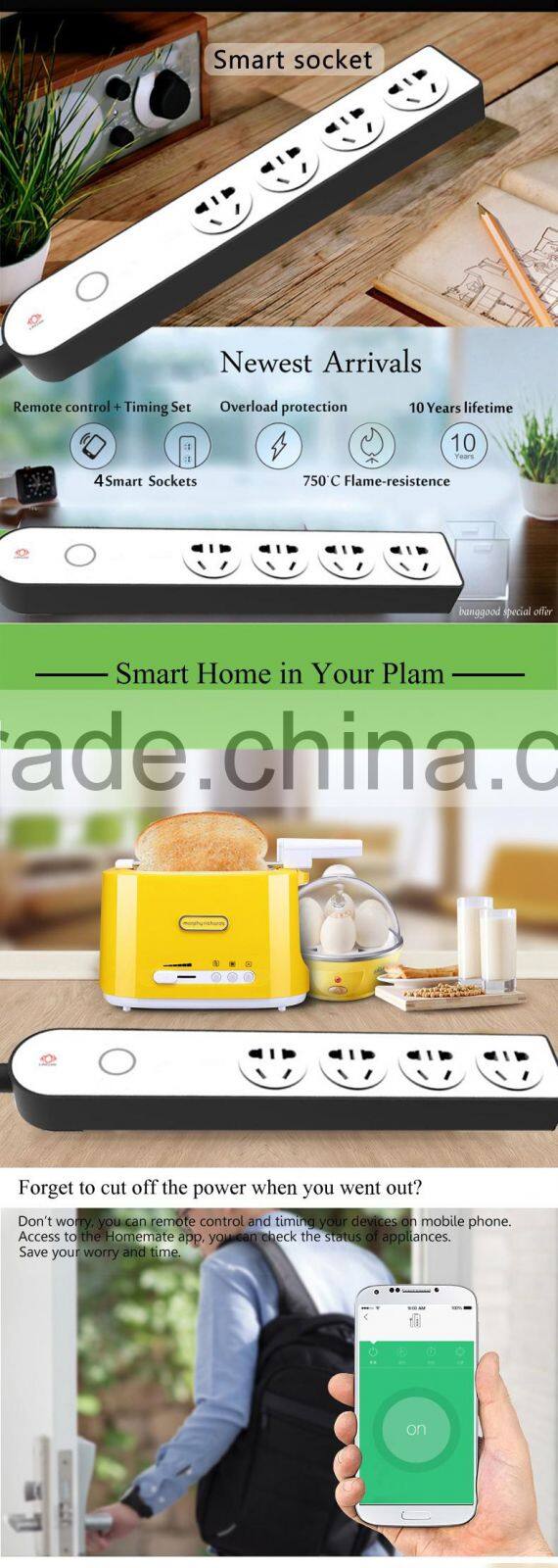 Wifi remote control extension sockets 2000W 10A 4 sockets switches timing smart power strip