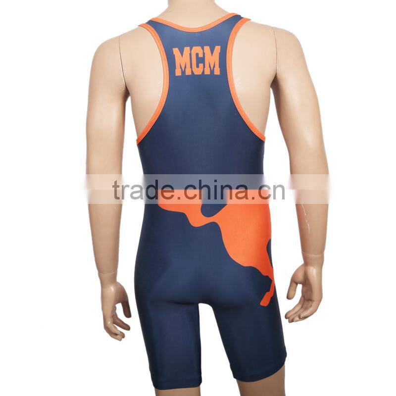 Latest design cheap sublimation camo wrestling singlets for sale