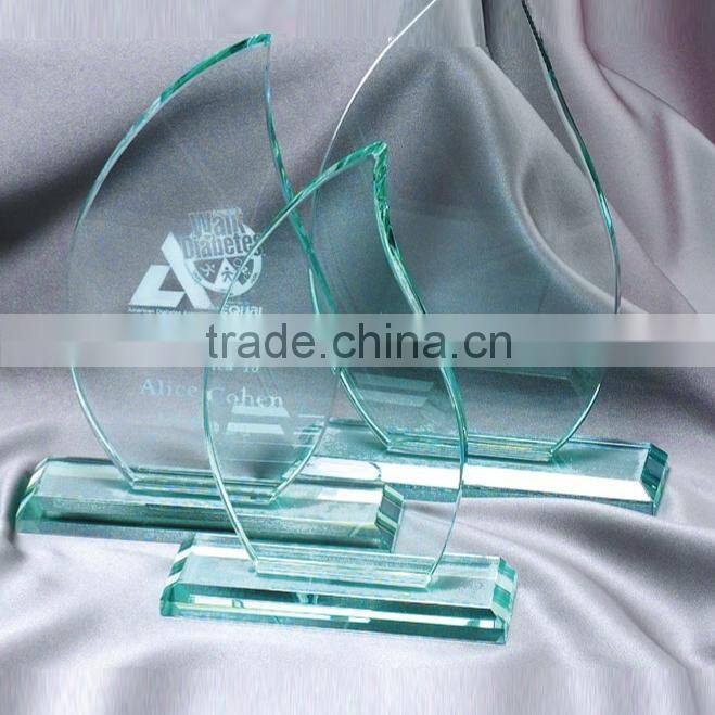 flame design crystal glass plaque with laser engraved