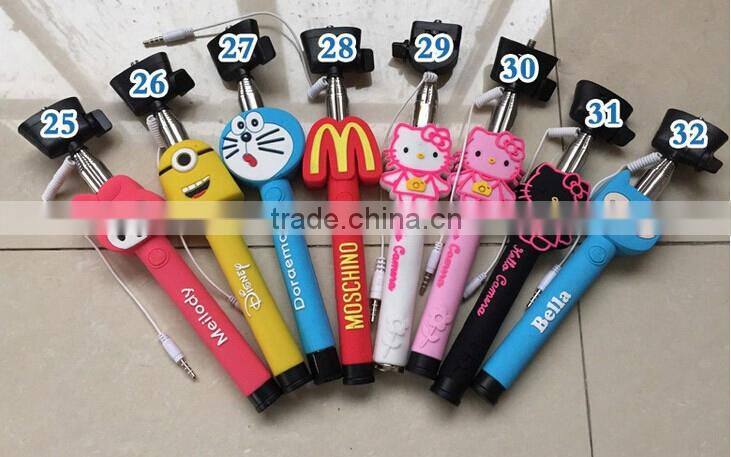 Fashionable Cheap cartoon selfie stick for mobile phone camera