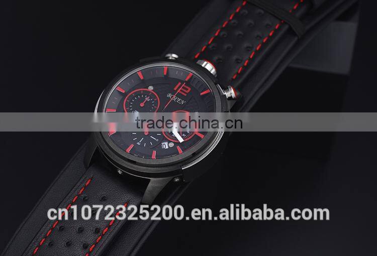 BOSCE Hot selling Japanese movement luxury watches, Fashion Leather brand watch. high quality Sport quartz men watches