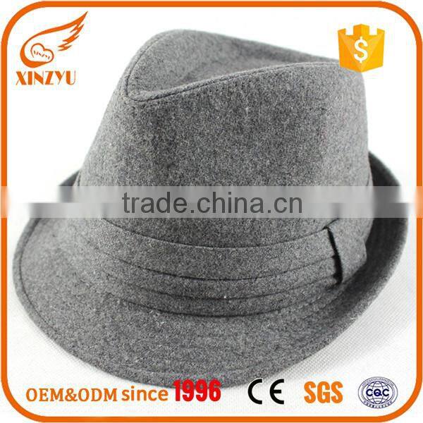 Custom mens designer fedora hats grey wool dressy formal hats for men
