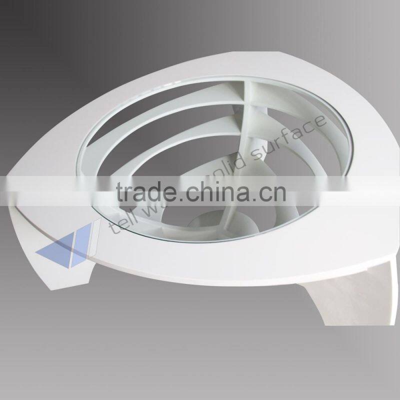 Modern living room furniture rotating glass coffee table