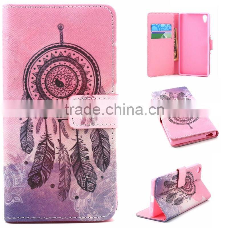 Book Style Color Printing Customed PU Leather Wallet Case For Sony Z5