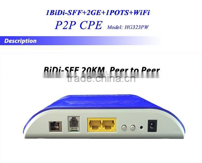 FTTX Solution 1BiDi-SFF+2GE+1POTS+WiFi Access Point P2P Fiber Gateway