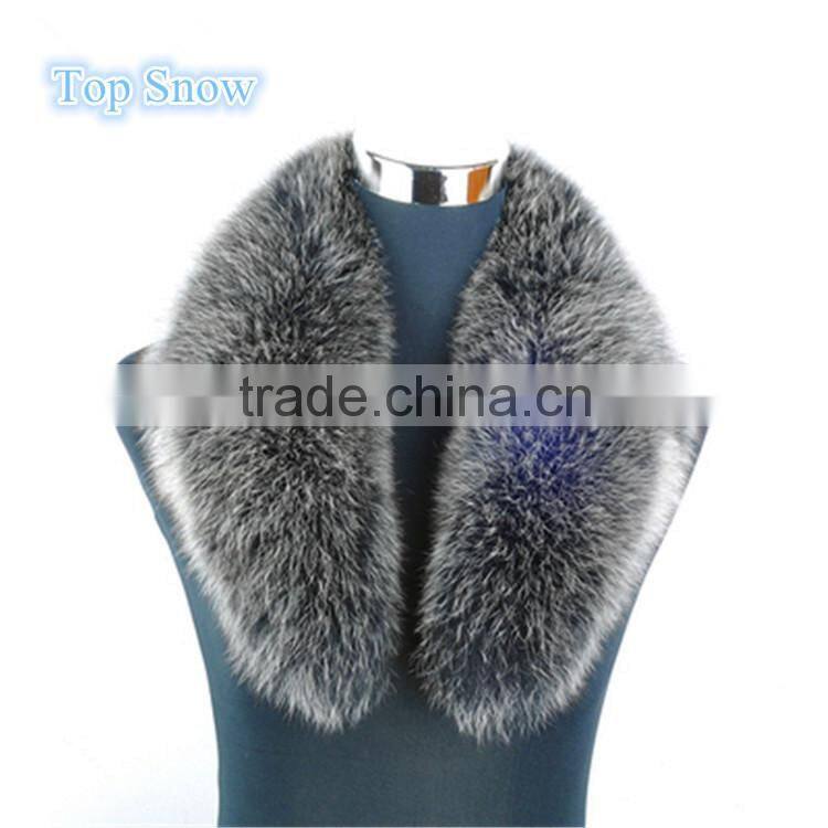 Popular Real Whole Skin Black Fox Fur Accessories Collar For Down Jacket