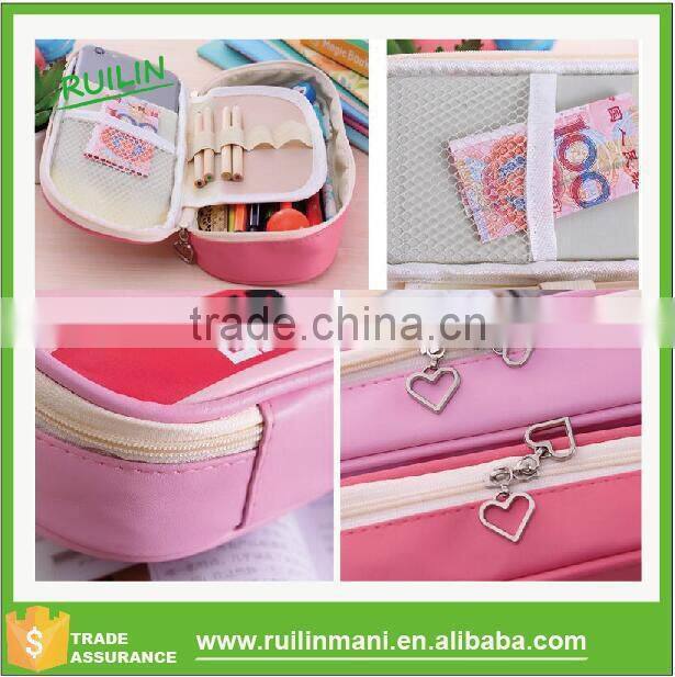 Hot sale No Smell Unisex PU Cute Pencil Case Cartoon Big Capacity Storage Big Hero pencil pouch Cosmetic Bag