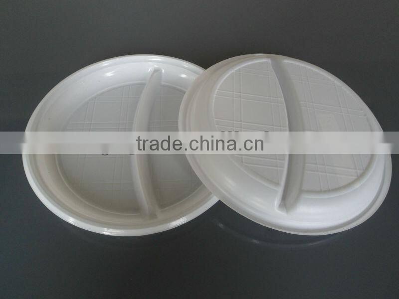 9 inch two compartments Disposable Plastic Plate For Food