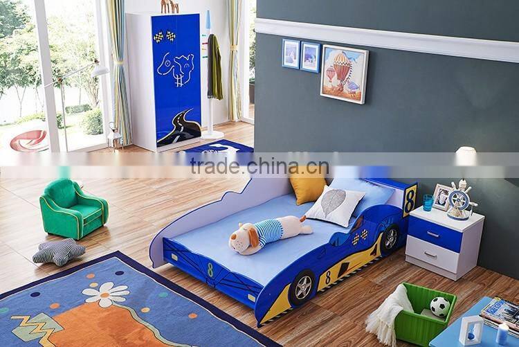 unique style wooden bedroom furniture sets with kids race car bed design