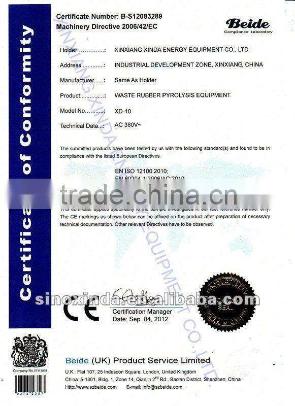 XD Waste plastic pyrolysis plant to oil, carbon black, steel