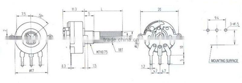 10k audio potentiometer