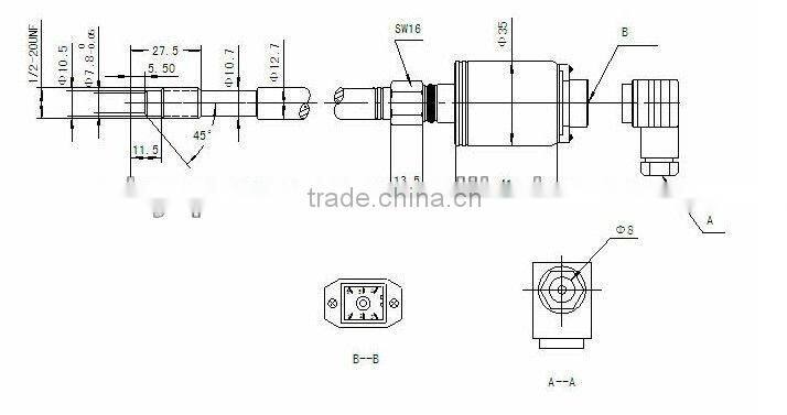 3.33mV/V rigid melt pressure transducer with DIN connector