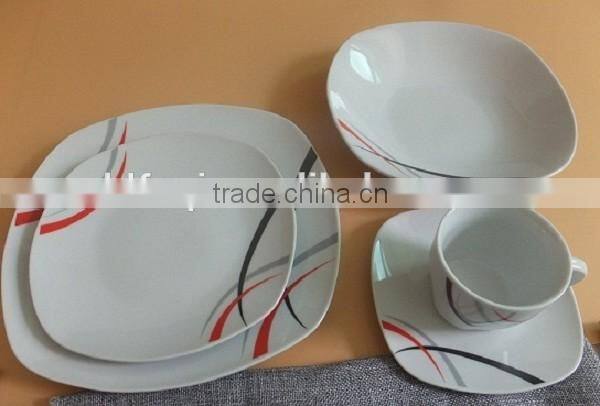 Ceramic dinnerware with simple design for Hotel porcelain dinnerware item square porcelain crockery dinner sets