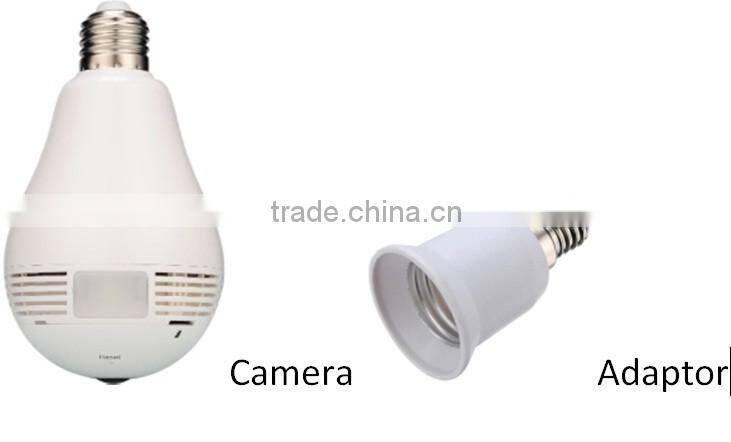 WiFi Fisheye Cloud Smart Bulb 360 degree fisheye lens camera with two-way audio and 128G recording feature