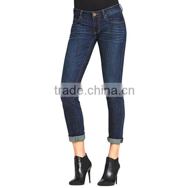 custom jeans pants fashion dark blue ladies low waist jeans