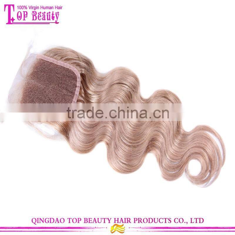 Wholesale Top Quality Blonde Body Wave Hair Closure Piece Large Stock Blonde Silk Top Closure