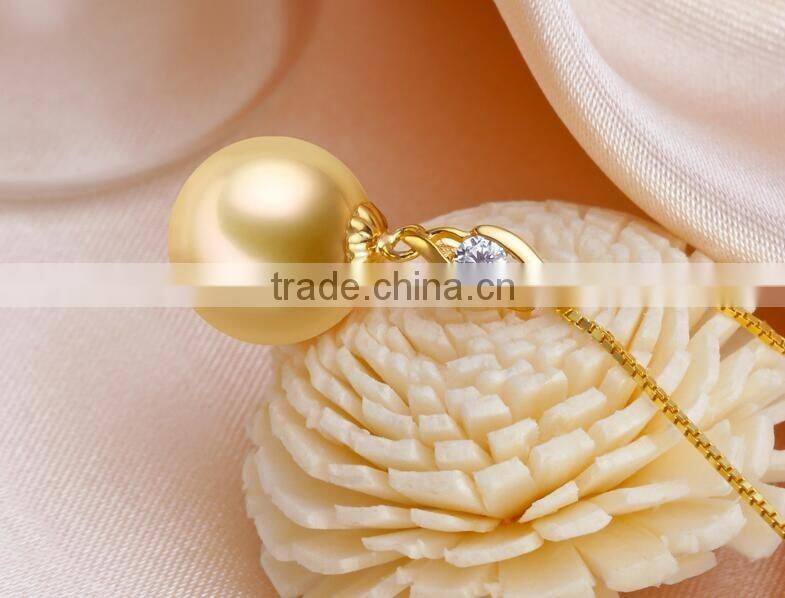 10-11mm perfect round gold south sea Pearl pendant