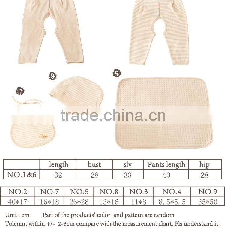 100% cotton nine pieces sets of baby Clothing Sets gift box for newborn around years